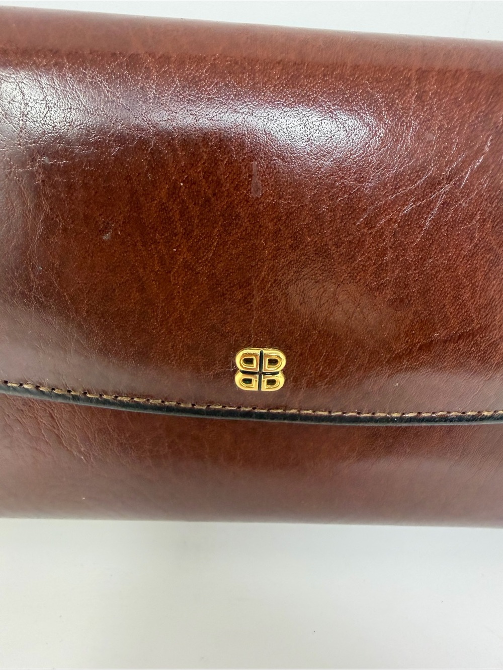 Bosca Brown Leather Wallet with Gold Logo